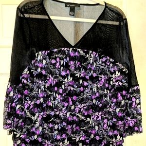 INC International Concepts Black layered Top